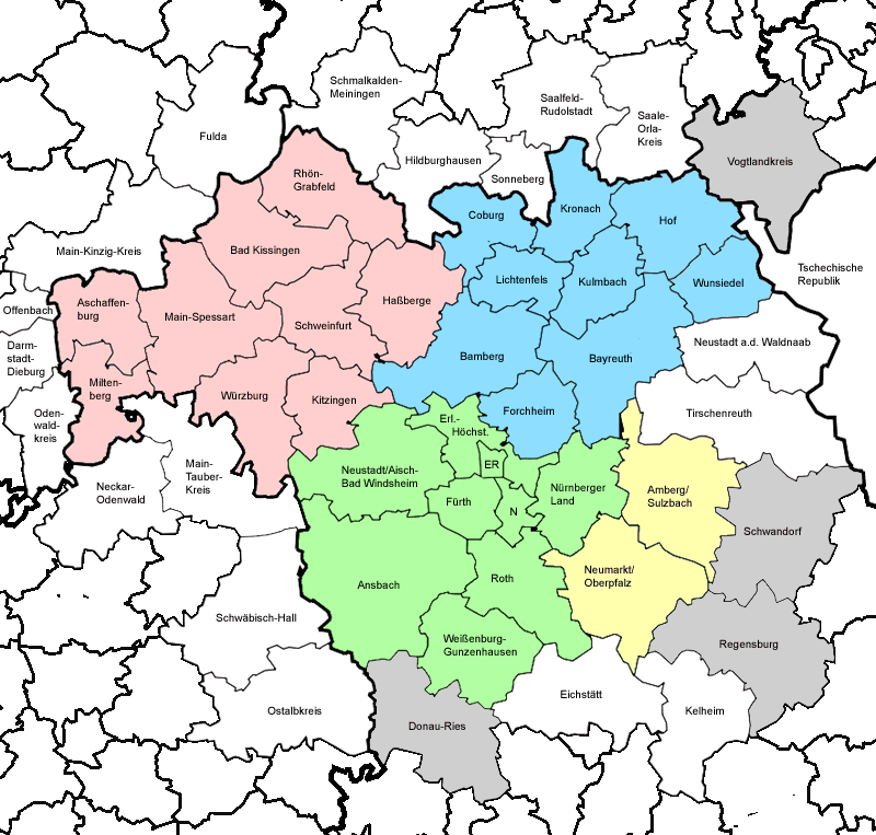 Karte Oberfranken Unterfranken Mittelfranken