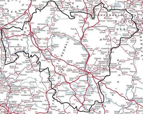 Streckennetz Regionalverkehr in Franken